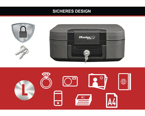 Master Lock Tresor zur Aufbewahrung von Wertgegenständen mit Schlüssel