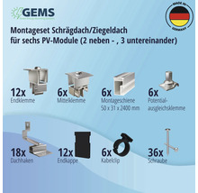 Montageset für 6 PV-Module (2x3) auf Schrägdach/Ziegeldach inkl. 4x Montageschiene 2400 mm-thumb-4