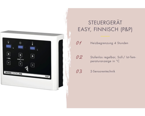 Saunasteuergerät mit Digitalanzeige und Bedienelementen