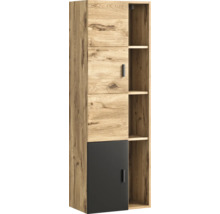 Holzregal mit Türen und offenen Fächern