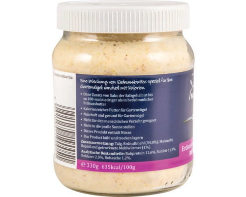 Erdnussbutter für Gartenvögel im Glas