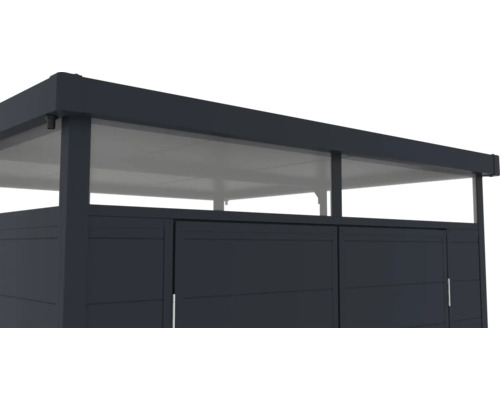 Detailansicht eines Gerätehauses mit Flachdach