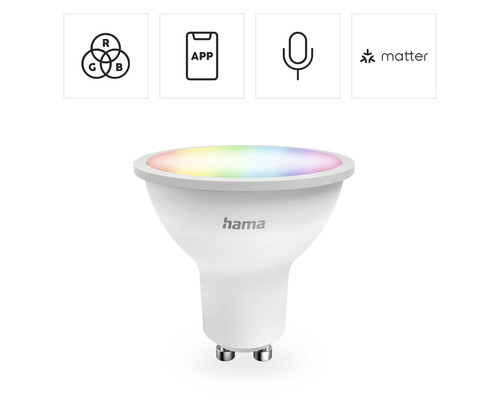 Hama Logo Intelligente Lampe GU10 mit RGB Funktion App Steuerung Matter
