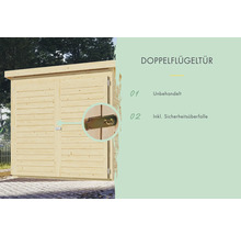 Doppelflügeltür unbehandelt mit Sicherheitsüberfalle