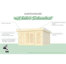 Gartenhaus mit Pultdach, verstärktem Dach und hoher Schneelast.