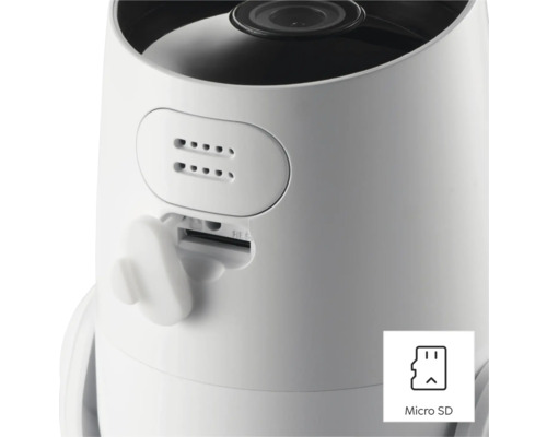 Detailansicht einer Überwachungskamera mit Micro-SD Kartensteckplatz