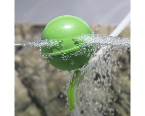 Aquariumluftpumpe mit Ausströmerstein im Wasser