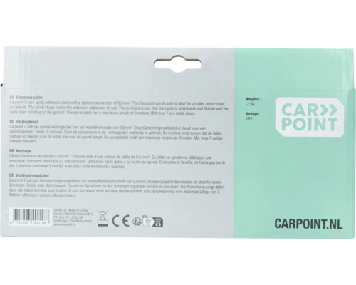 Carpoint Spiralkabel 7-adrig, 0.5 mm² Kabelquerschnitt, 7-polige Metallstecker