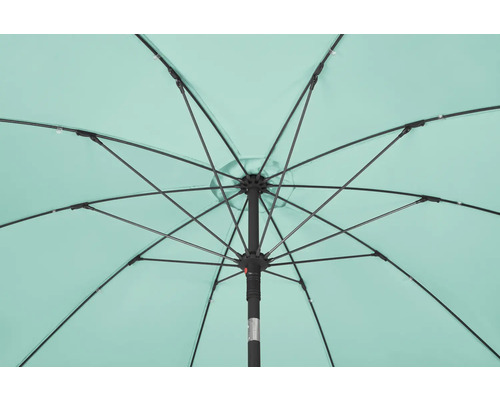 Detailansicht von unten eines geöffneten Sonnenschirms