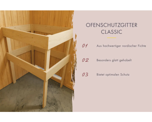 Ofenschutzgitter Classic aus nordischer Fichte für optimalen Schutz