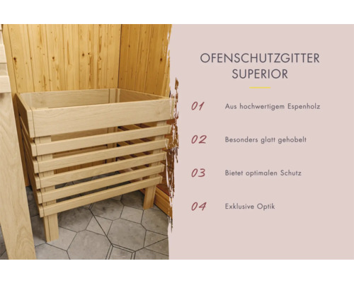 Ofenschutzgitter aus Espenholz für Saunaofen