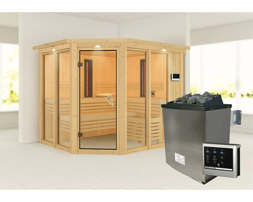Sauna mit Ofen und Steuerung für den Innenbereich