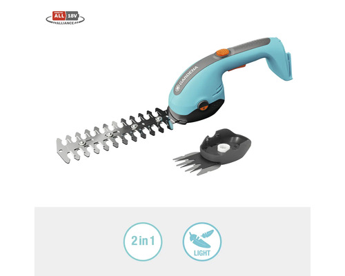 Gardena Akku Grasschere mit Strauchmesser und Grasschere