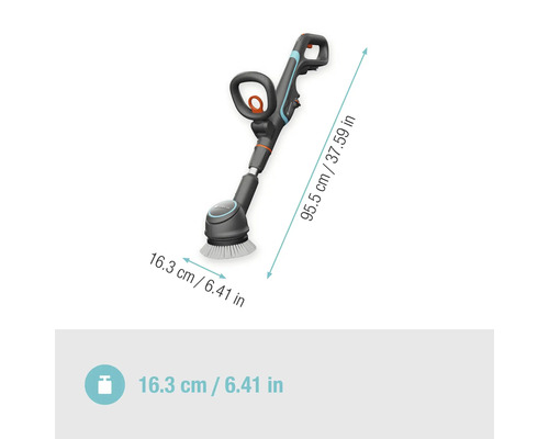Gardena Akku-Fugenbürste mit Größenangaben