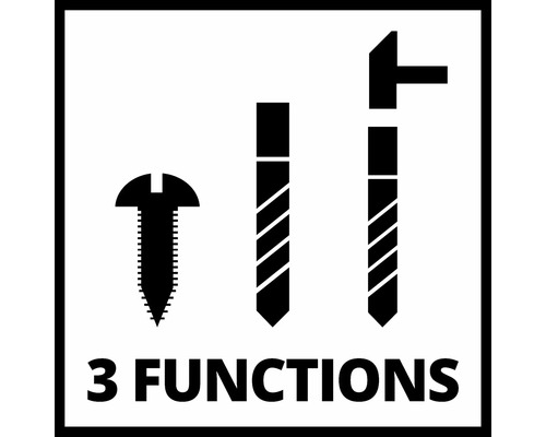 Symbol für drei Funktionen: Schrauben, Bohren und Hammerbohren
