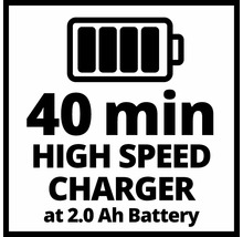 Symbol für ein 40 Minuten High Speed Ladegerät bei 2.0 Amperestunden Batterie