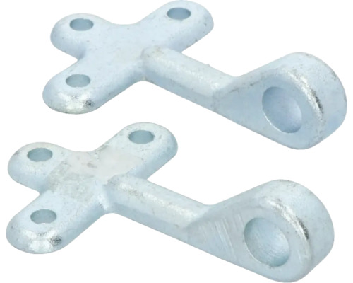 Zwei Rohrschellen aus Metall mit Befestigungslöchern