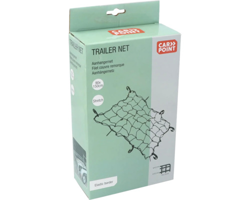 Verpackung eines Anhängernetzes, 90 x 150 cm, mit elastischem Rand