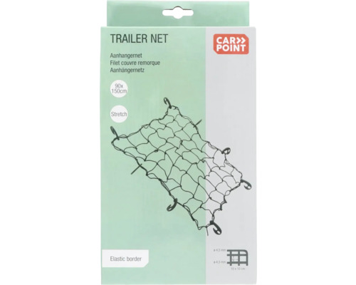 Verpackung eines Anhängernetzes mit den Maßen 90 mal 150 Zentimeter