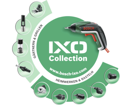 Bosch IXO Collection mit Akkuschrauber und verschiedenen Aufsätzen für Heimwerken, Garten und Grillen