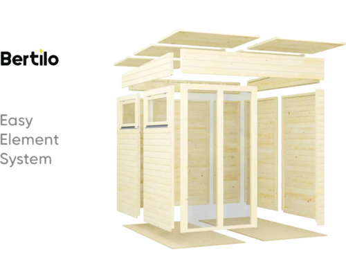 Bertilo Gartenhaus Bausatz mit Element System Darstellung