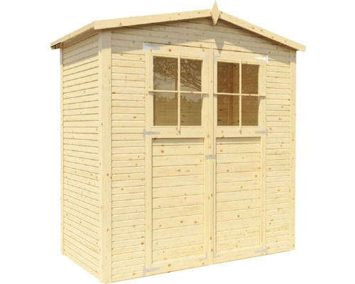 Holzgartenhaus mit Doppeltür und Fenstern