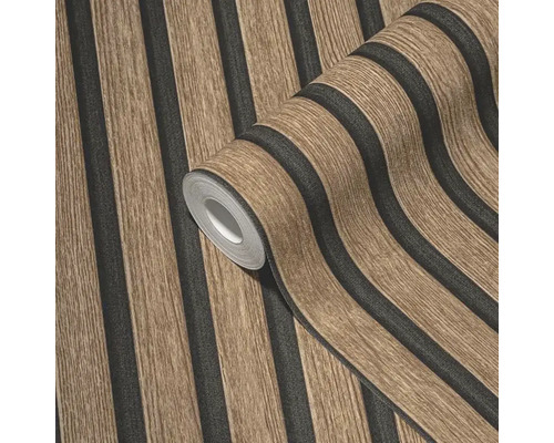 Tapetenrolle mit Holz- und Streifenmuster