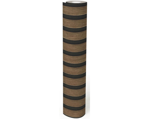 Tapetenrolle mit Streifenmuster in Braun und Schwarz