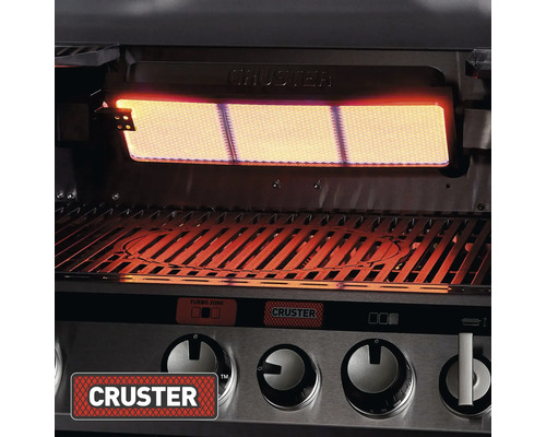 Nahaufnahme eines Grills mit Infrarotbrenner und Grillrost