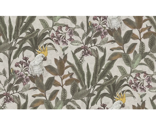 Tapete mit Pflanzen, Kakadus und Kolibris