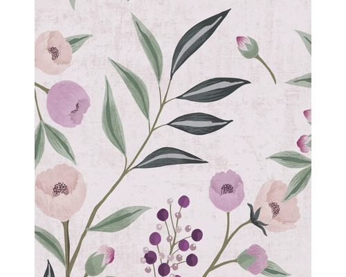 Blumenmuster mit Blättern und Beeren auf einem hellen Hintergrund