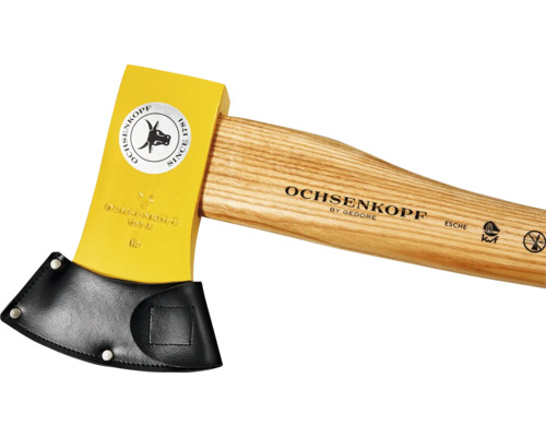 Ochsenkopf Spaltaxt mit Eschenholzstiel und Schneidenschutz