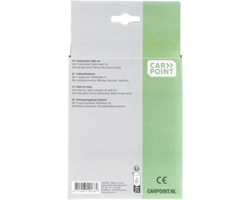 Anhängerkupplung Kabelset mit 7-poliger Steckdose, Kabellänge zwei Meter und Nebelleuchtenschalter