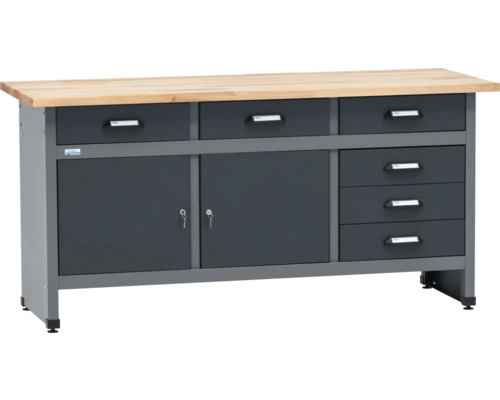 Werkbank mit Schubladen und Schrankfächern