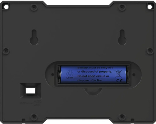 Rückseite eines Geräts mit Batterie-Recycling-Symbol