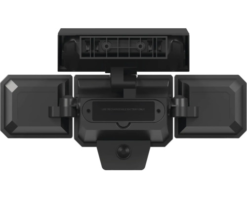 Schwarzer LED Strahler mit drei Leuchten und Bewegungsmelder
