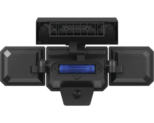 Draufsicht auf eine schwarze Sicherheitsleuchte mit Batterie