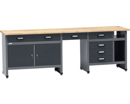 Werkbank mit Schubladen und Schrankfächern