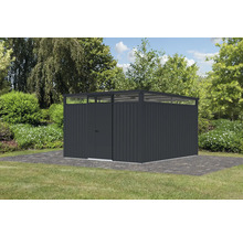 Gartenschrank aus Metall mit Flachdach im Garten