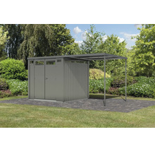 Gartenhaus Karibu Nosten 2 inkl. Anbaudach 2,25 m 452,5 x 234,5 cm graualuminium