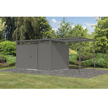 Gartenhaus Karibu Nosten 3 inkl. Anbaudach 2,25 m 564 x 244,5 cm graualuminium