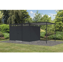 Gartenhaus Karibu Nosten 3 inkl. Anbaudach 2,25 m 564 x 244,5 cm anthrazit