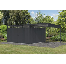 Gartenhaus Karibu Nosten 4 inkl. Anbaudach 2,25 m 614,5 x 355 cm anthrazit