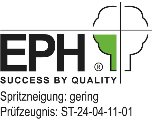 EPH Siegel: Geringe Spritzneigung, Prüfungszeugnis ST-24-04-11-01