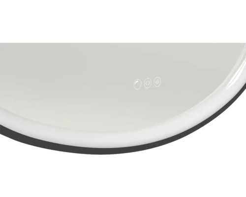 Detailansicht eines Spiegels mit Touch-Sensor und Heizfunktion