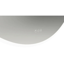 Badezimmerspiegel mit Touchsensor-Symbolen für Licht, Helligkeit und Heizung