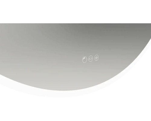 Badezimmerspiegel mit Touchsensor-Symbolen für Licht, Helligkeit und Heizung