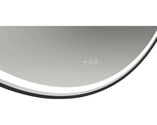 Detailansicht eines Spiegels mit Touch-Sensor-Symbolen