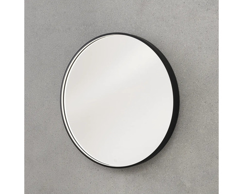 Runder Spiegel mit schwarzem Rahmen