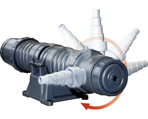 Teichpumpe mit flexiblen Schlauchanschlüssen zur optimalen Ausrichtung